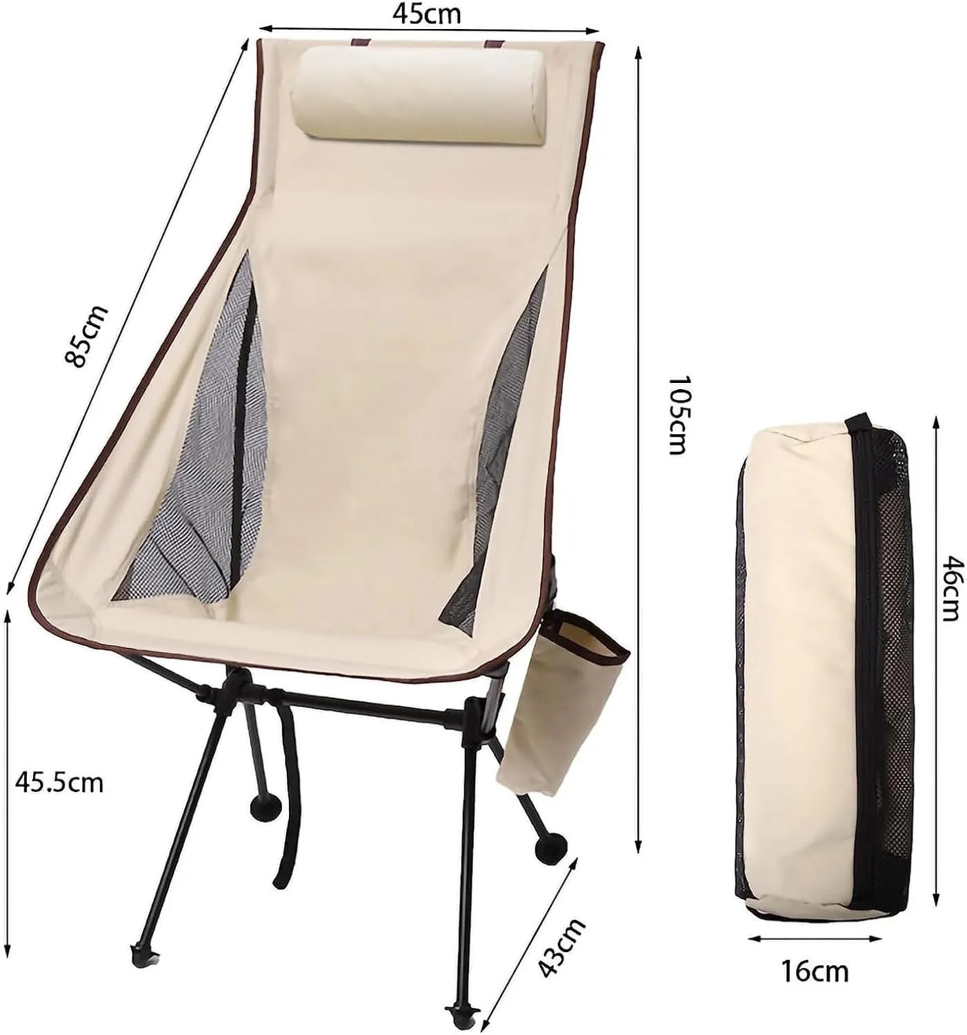 Portable Folding Chair Portable Camping Chair Folding Chair Recliner Chair Compact Ultralight Folding Backpack Chair Lawn Chairs for Outdoor Camping Picnic Outdoor Camping Folding Chair