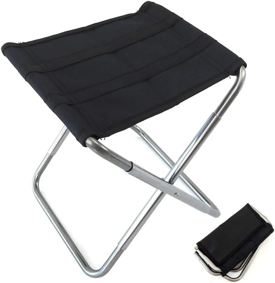 Portable Folding Stool, Outdoor Portable Foldable Aluminum Camping Travel Chair Fishing Stool Backpacking Seat Stool with Carry Bag, 248 * 225 * 270 mm