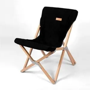 Portable Folding Wooden Camping Chair with Cup Holder, Breathable Mesh Back, Lightweight and, Ideal for Outdoor Beach, Hiking, Picnic, BBQ, and Travel(Wooden Chair Black)