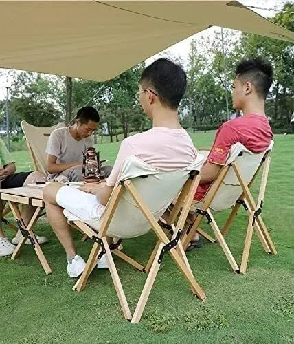 Portable Folding Wooden Camping Chair with Cup Holder, Breathable Mesh Back, Lightweight and, Ideal for Outdoor Beach, Hiking, Picnic, BBQ, and Travel(Wooden Chair Black)
