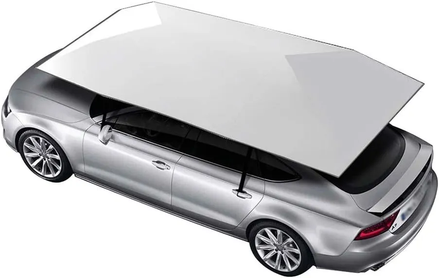 Portable Semi-Automatic Car Tent Light Weight Movable Car Umbrella Manual Top-Mounted Anti-UV Water-Proof Car Canopy Four-Season Car Protection Carports
