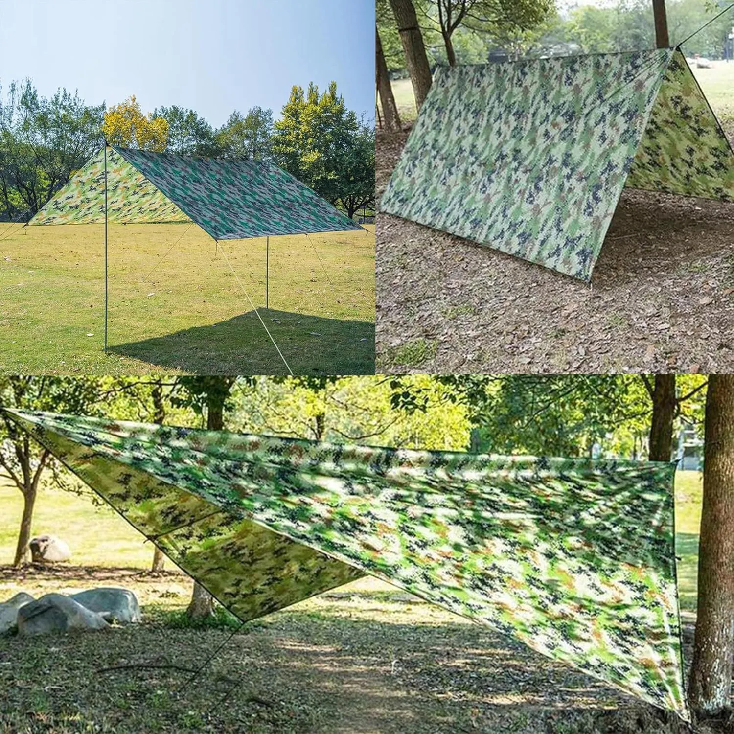 Portable Tent Tarp, PU 1500mm Waterproof, Lightweight Camping Tarp Shelter, Tarp Canopy for Camping, Backpacking and Outdoor Adventure