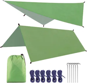Portable Tent Tarp, PU 1500mm Waterproof, Lightweight Camping Tarp Shelter, Tarp Canopy for Camping, Backpacking and Outdoor Adventure