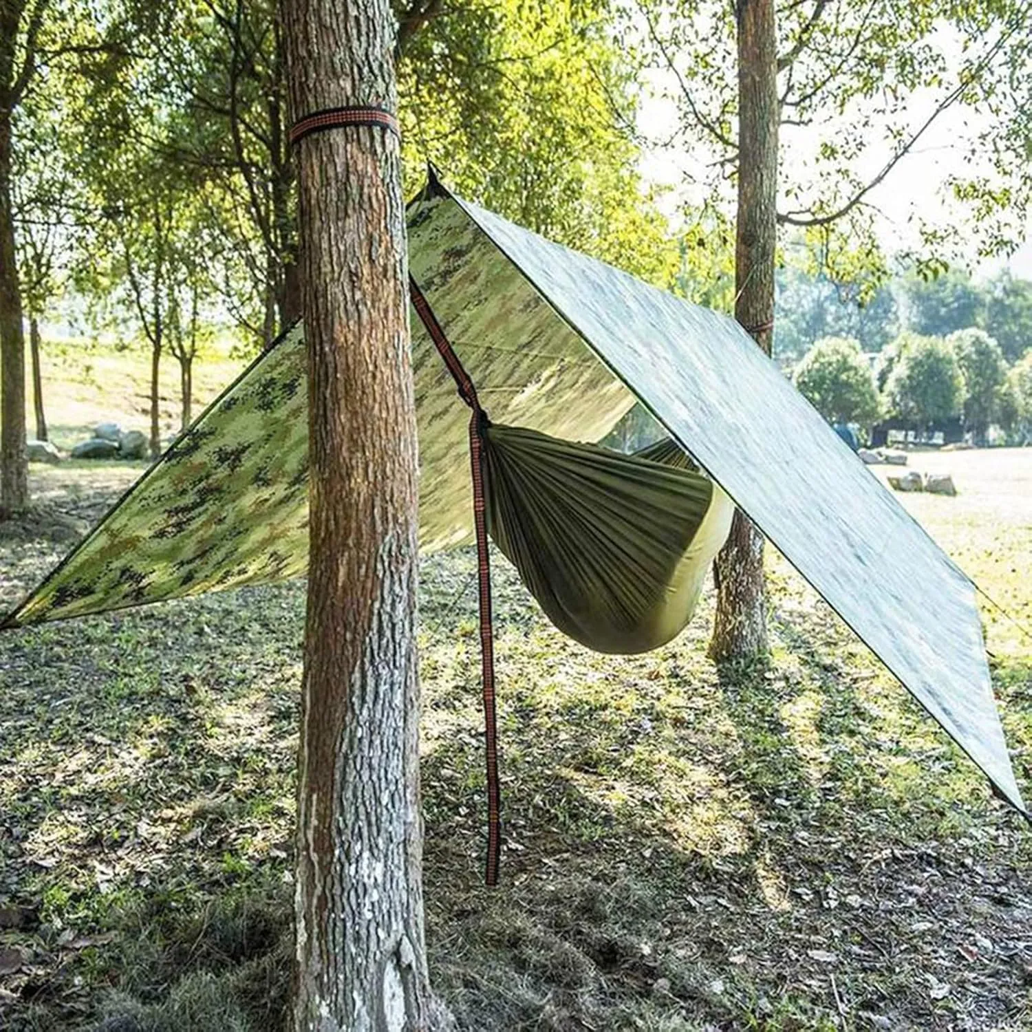 Portable Tent Tarp, PU 1500mm Waterproof, Lightweight Camping Tarp Shelter, Tarp Canopy for Camping, Backpacking and Outdoor Adventure