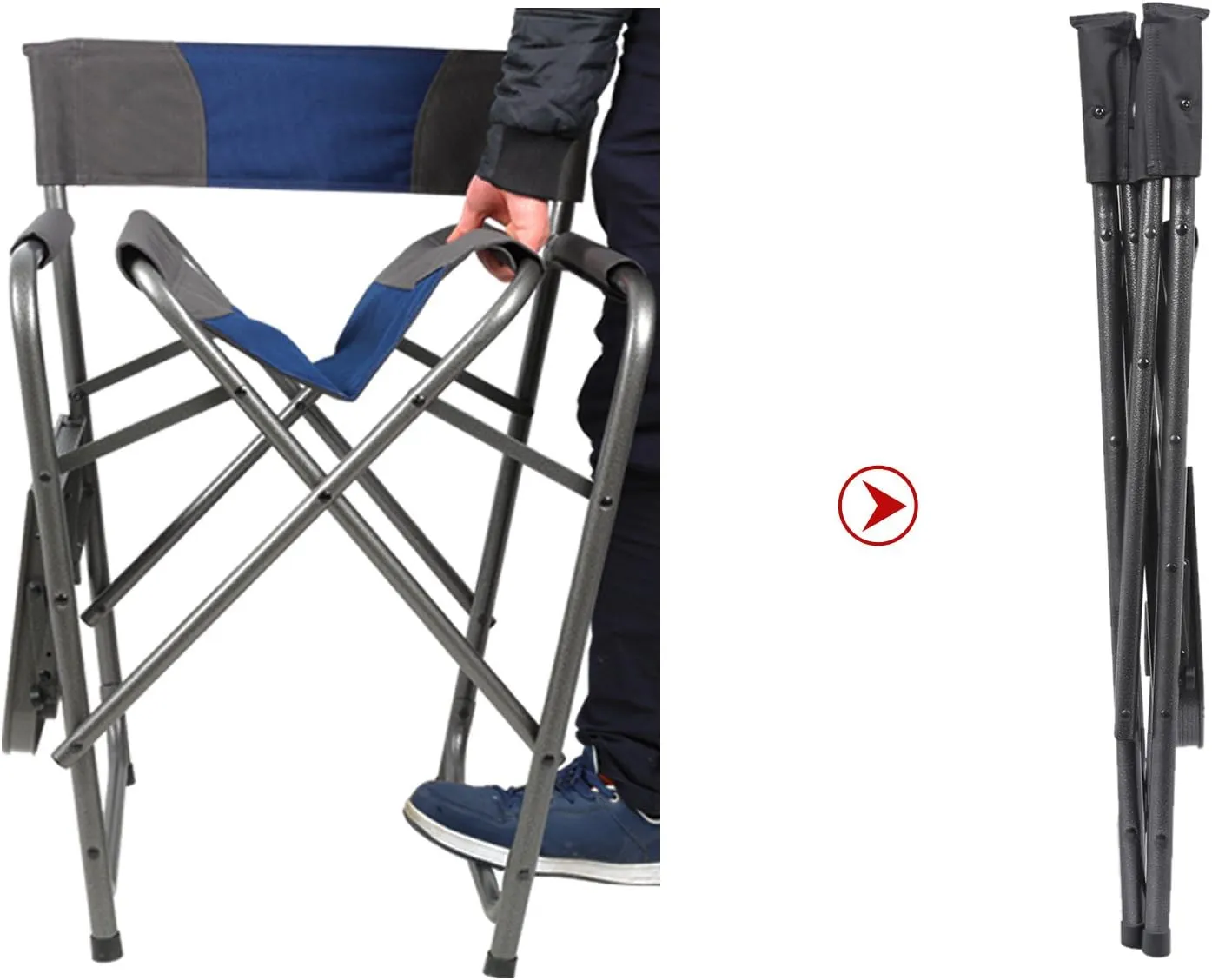 PORTAL Director Chairs, Foldable, Alloy Steel, Blue/Grey