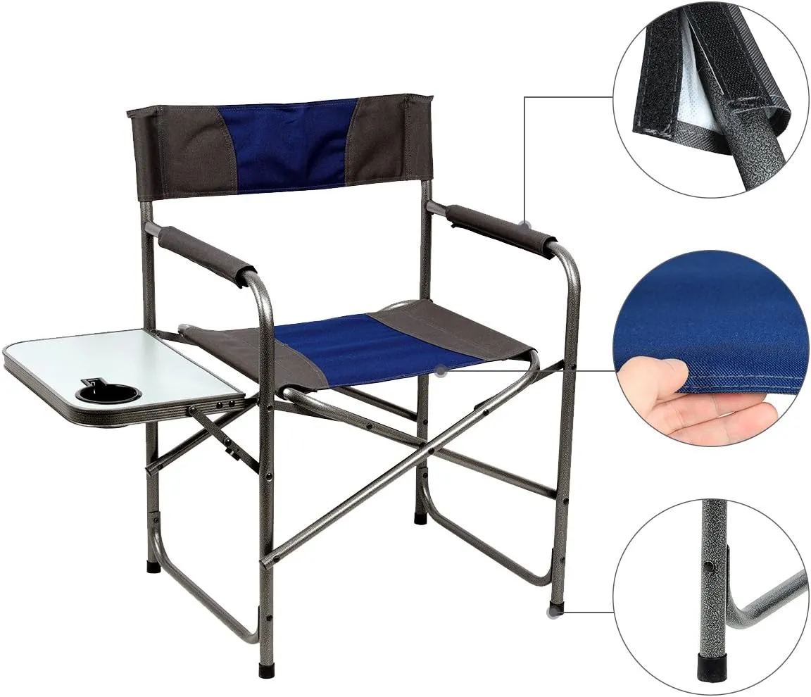PORTAL Director Chairs, Foldable, Alloy Steel, Blue/Grey
