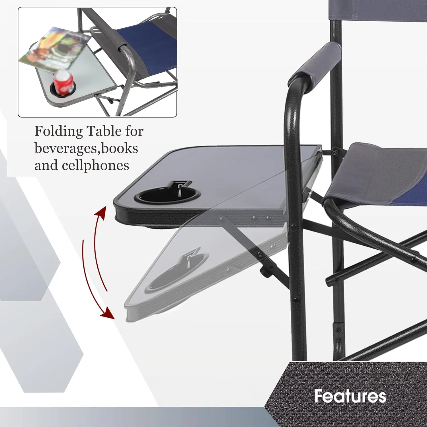 PORTAL Director Chairs, Foldable, Alloy Steel, Blue/Grey