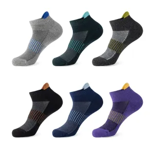 Premium Compression Socks for Men & Women – 6 Pairs Sweat Absorbing Ankle Socks for Hiking, Running, Sports – Low Cut, Cotton, Thick Support