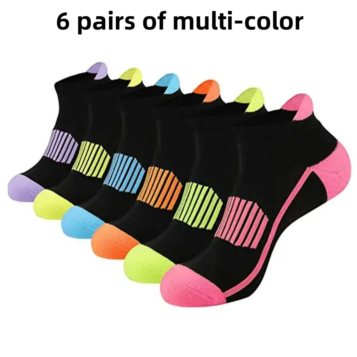 Premium Compression Socks for Men & Women – 6 Pairs Sweat Absorbing Ankle Socks for Hiking, Running, Sports – Low Cut, Cotton, Thick Support