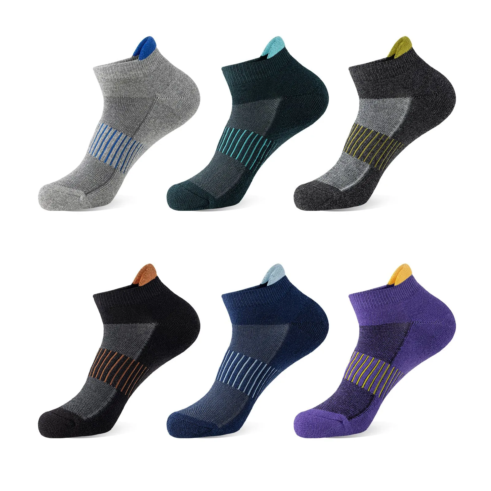 Premium Compression Socks for Men & Women – 6 Pairs Sweat Absorbing Ankle Socks for Hiking, Running, Sports – Low Cut, Cotton, Thick Support