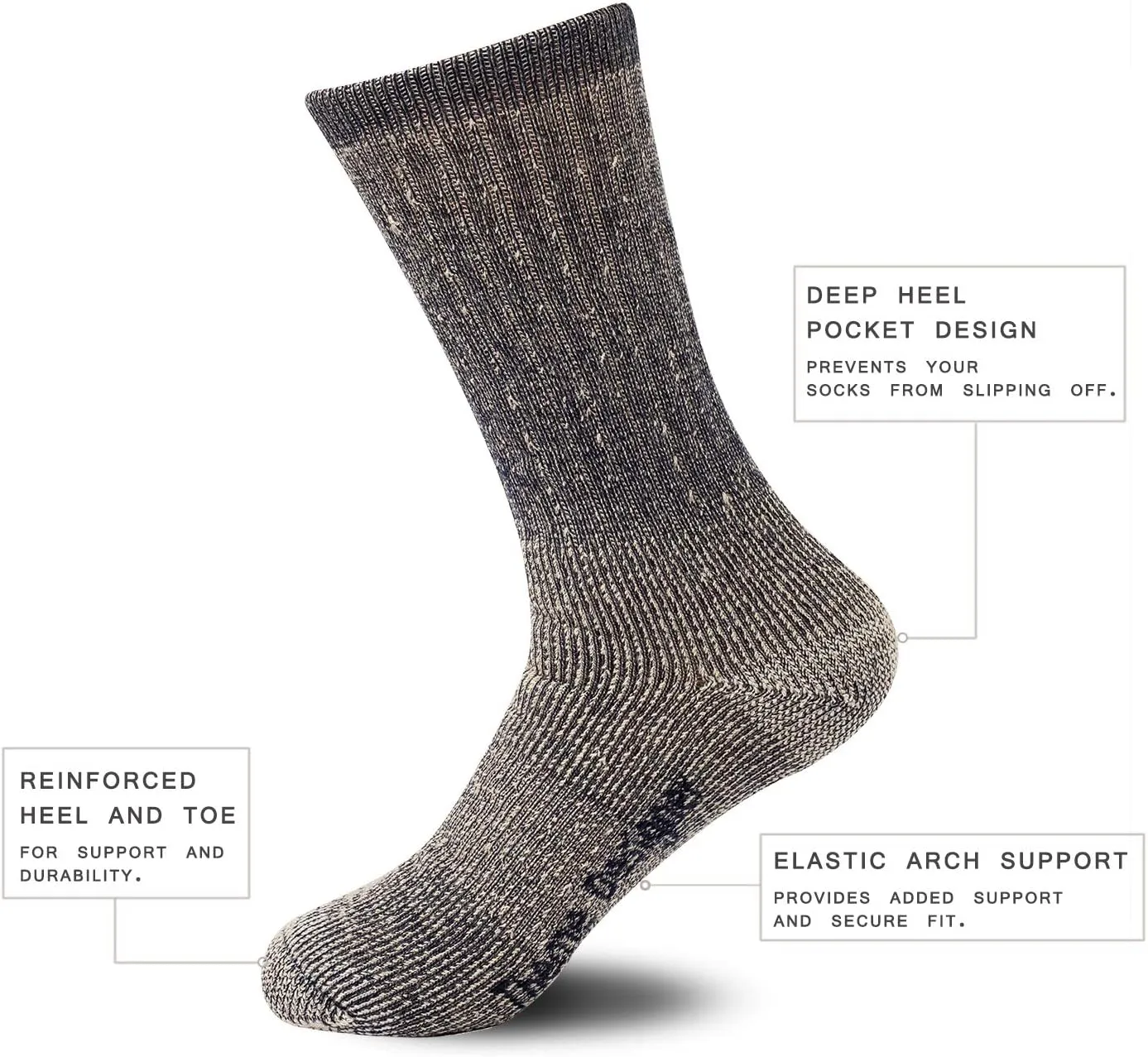 Premium Merino Wool Socks Outdoor Cushioned Warm Hiking Socks Moisture Wicking 3 Packs