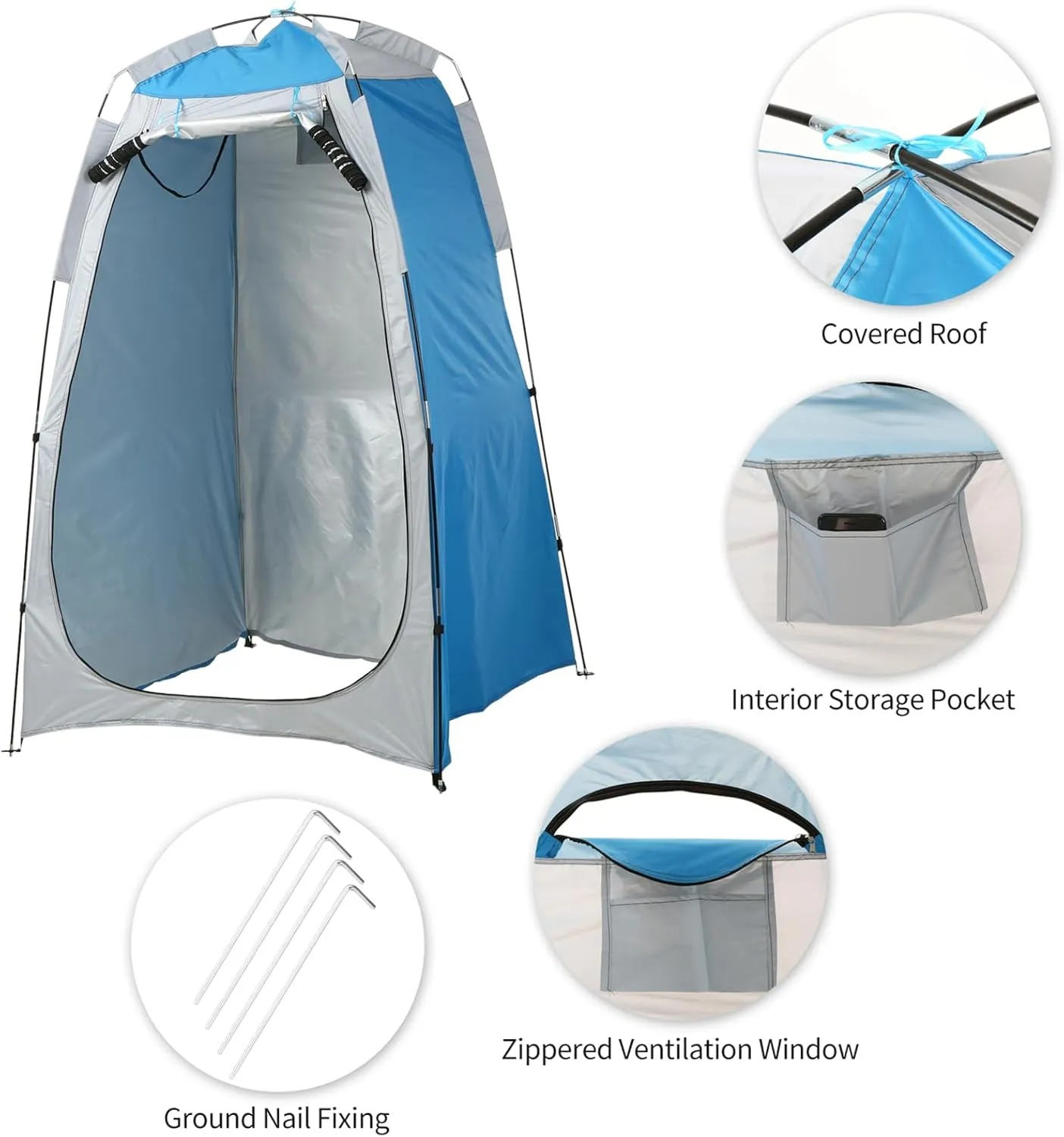 Privacy Tent, Portable Outdoor Shower Toilet Changing Tent Dressing Room Sun Rain Shelter Tent with Window and Carrying Bag for Camping Beach