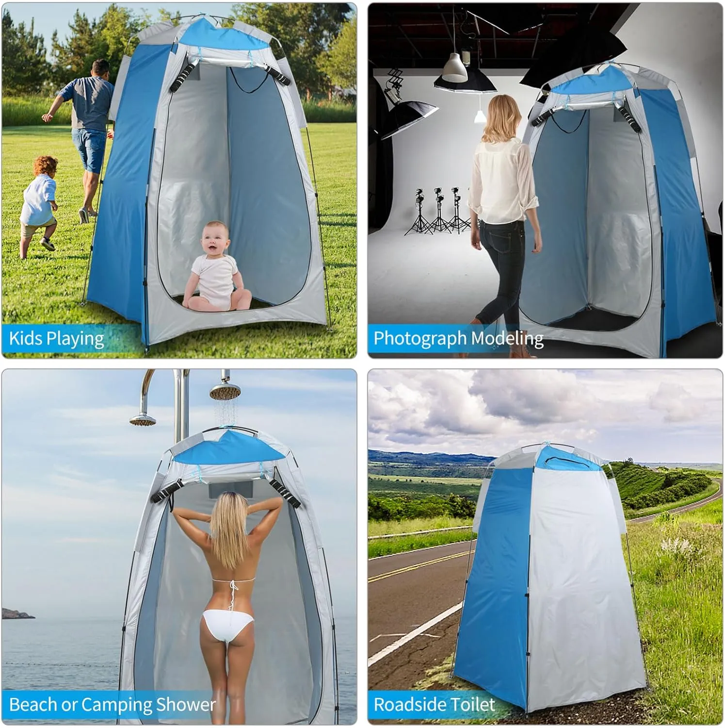 Privacy Tent, Portable Outdoor Shower Toilet Changing Tent Dressing Room Sun Rain Shelter Tent with Window and Carrying Bag for Camping Beach