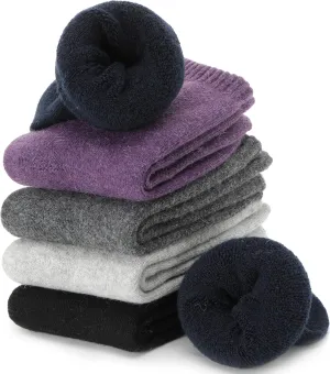 ProEtrade Merino Wool Socks Thermal Warm Winter Thick Hiking Boot Cozy Crew Cabin Comfy for Womens Ladies Work Socks 5 Pack