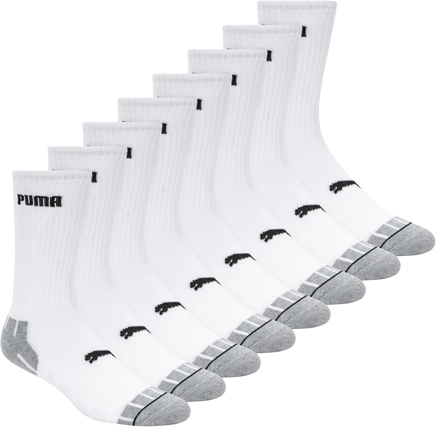 PUMA Men's 8 Pack Athletic Cushioned Crew Socks
