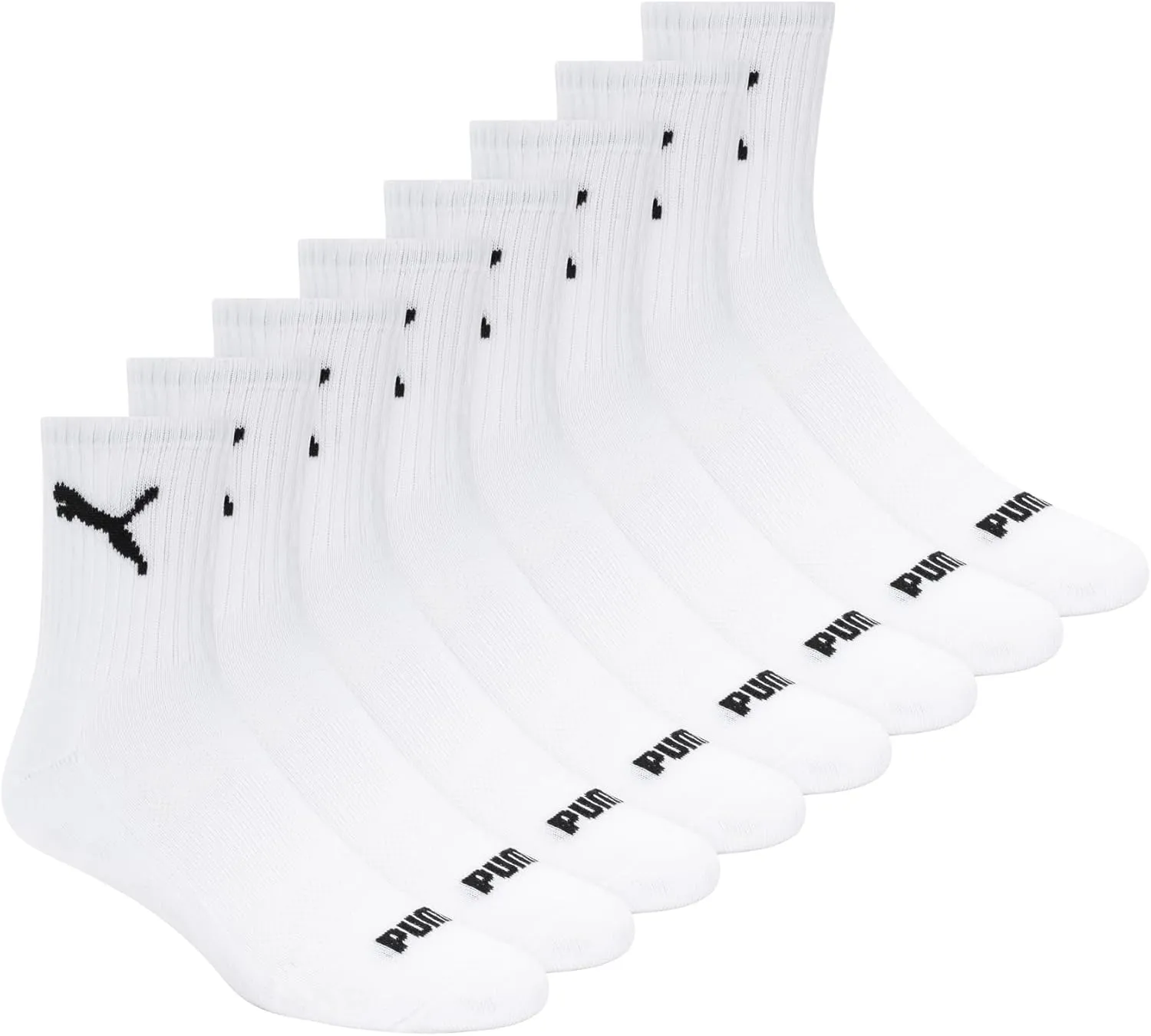 PUMA Men's 8 Pack Athletic Cushioned High Quarter Crew Socks