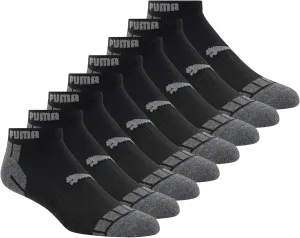 PUMA Men's 8 Pack Athletic Cushioned Quarter Crew Socks