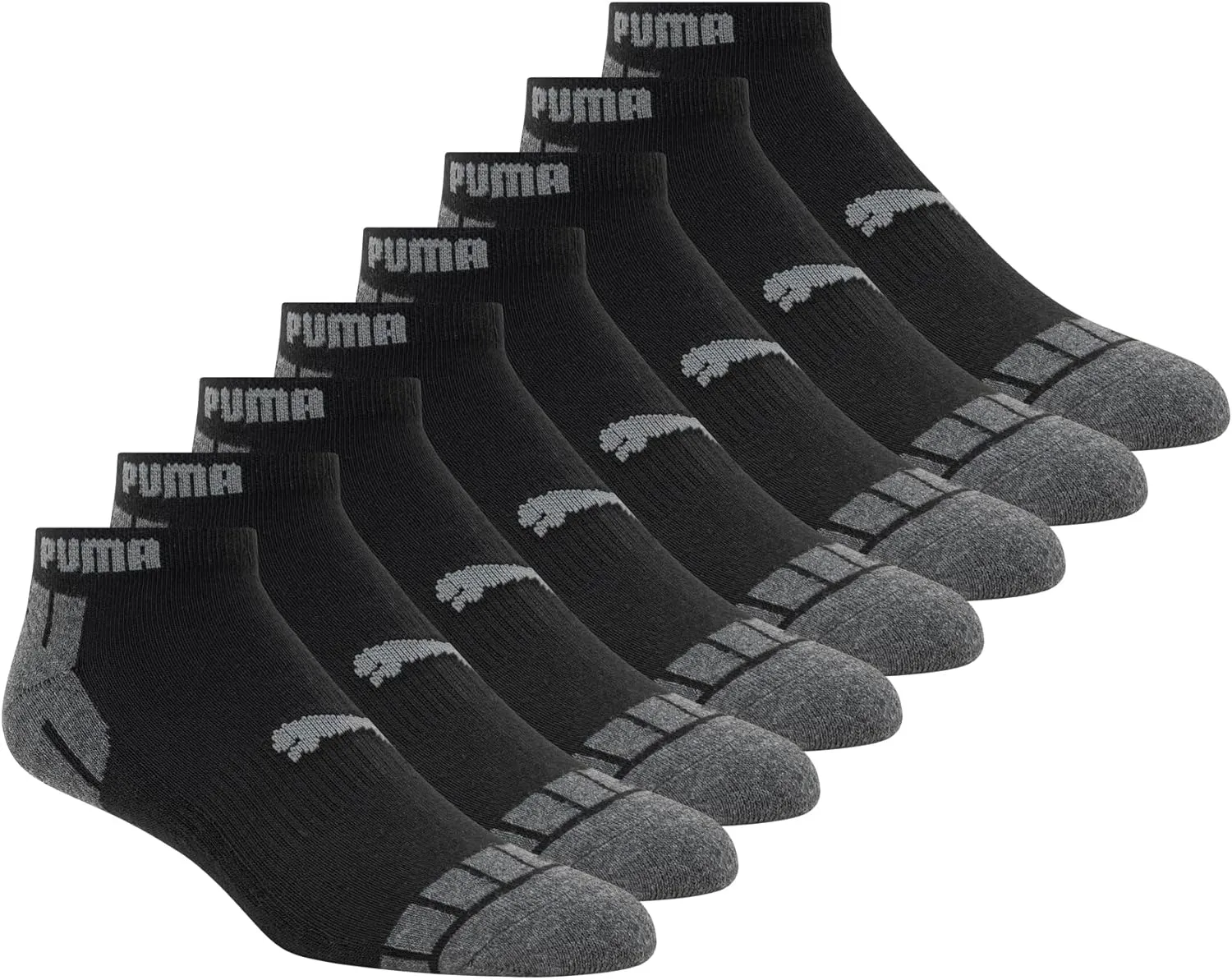 PUMA Men's 8 Pack Athletic Cushioned Quarter Crew Socks