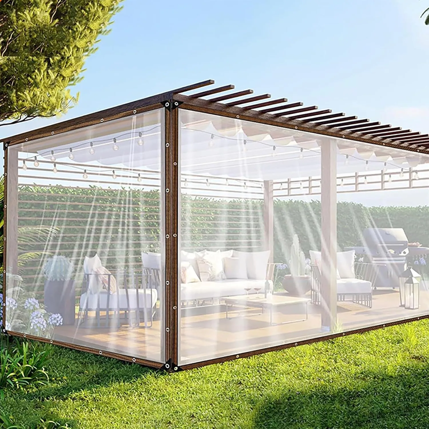 PVC Tarp Tarpaulin,Thicken Clear Tarp Waterproof,Clear Tarps Waterproof Transparent Tarpaulin,for Patio Enclosure Gardening Chicken Coop(10x13 ft(3x4m))