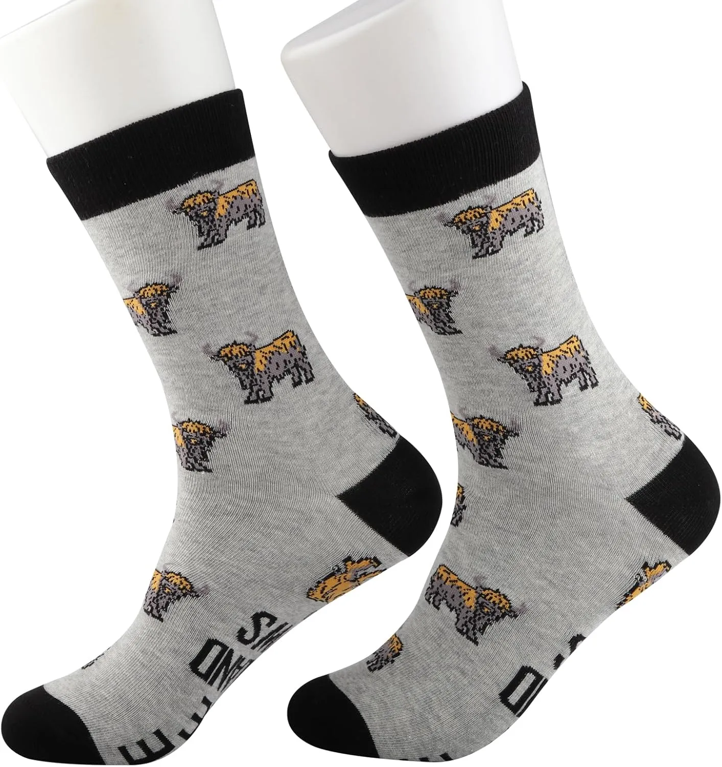 PXTIDY 1 Pair Peace Love Highland Cow Socks - Scottish Highland Cow Socks Gift