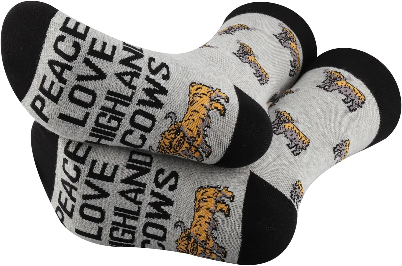 PXTIDY 1 Pair Peace Love Highland Cow Socks - Scottish Highland Cow Socks Gift