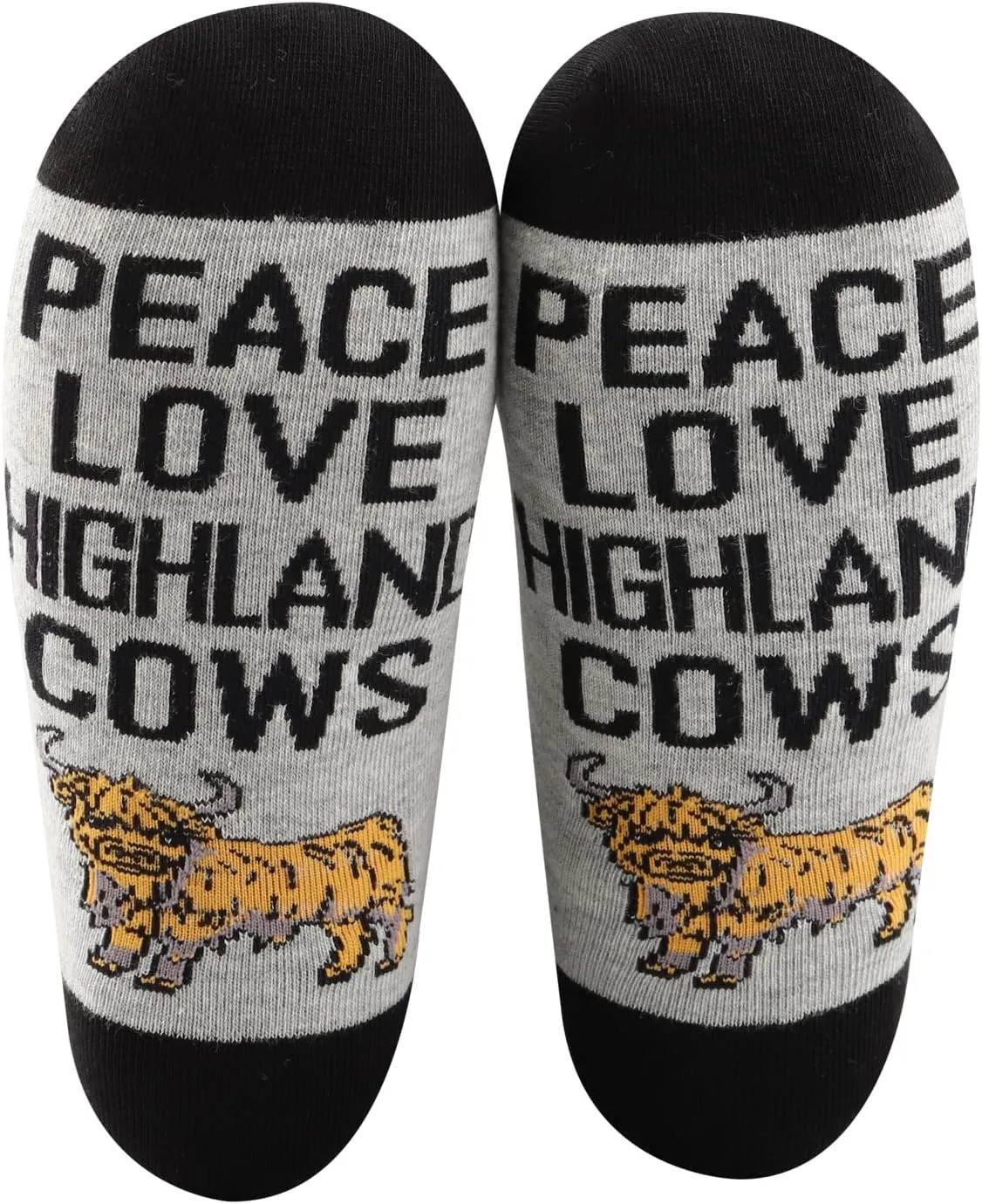PXTIDY 1 Pair Peace Love Highland Cow Socks - Scottish Highland Cow Socks Gift