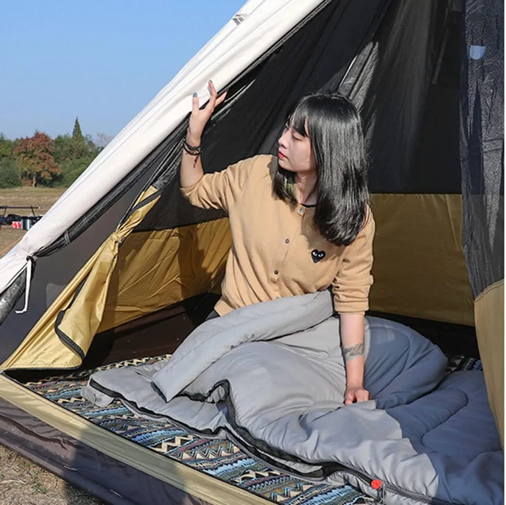 Pyramid Tent Multi-Person Family Glamping Waterproof Double Layers Teepee Tent with Stove Hole