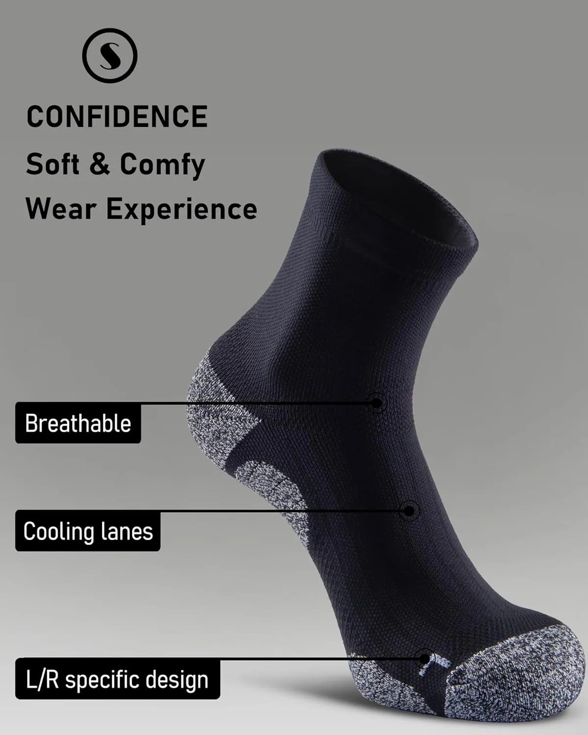 Quarter Compression Socks for Men Women, Cushioned Running Hiking Socks