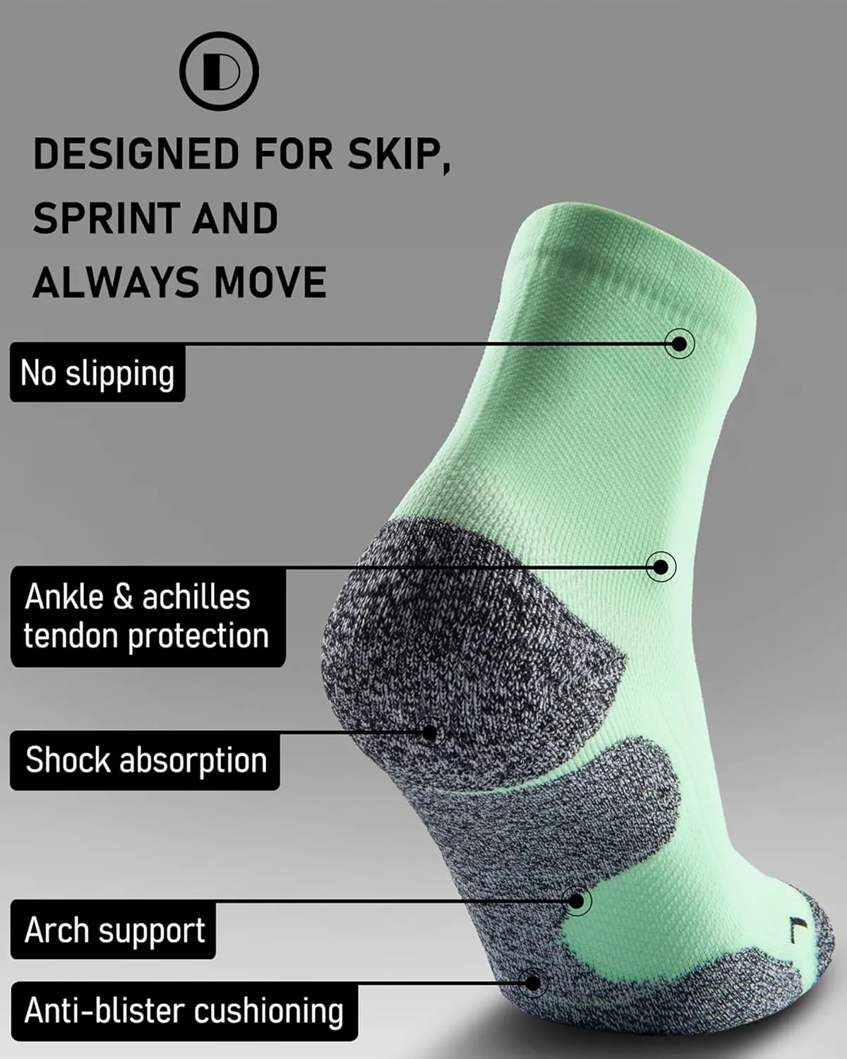 Quarter Compression Socks for Men Women, Cushioned Running Hiking Socks