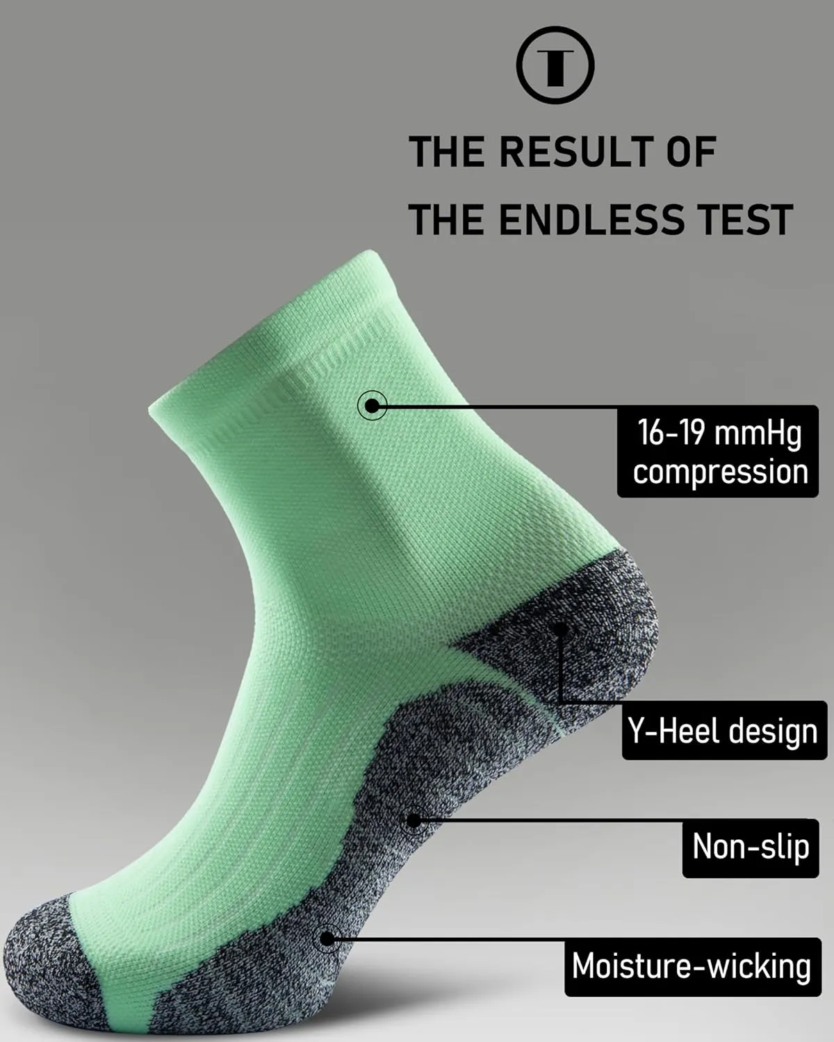 Quarter Compression Socks for Men Women, Cushioned Running Hiking Socks