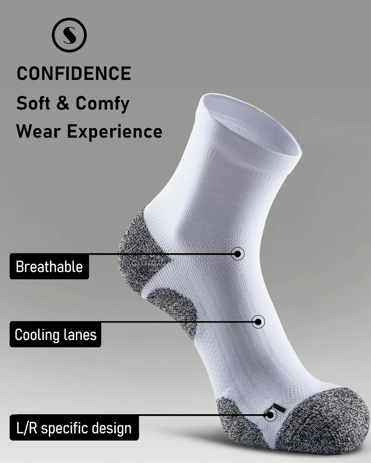 Quarter Compression Socks for Men Women, Cushioned Running Hiking Socks