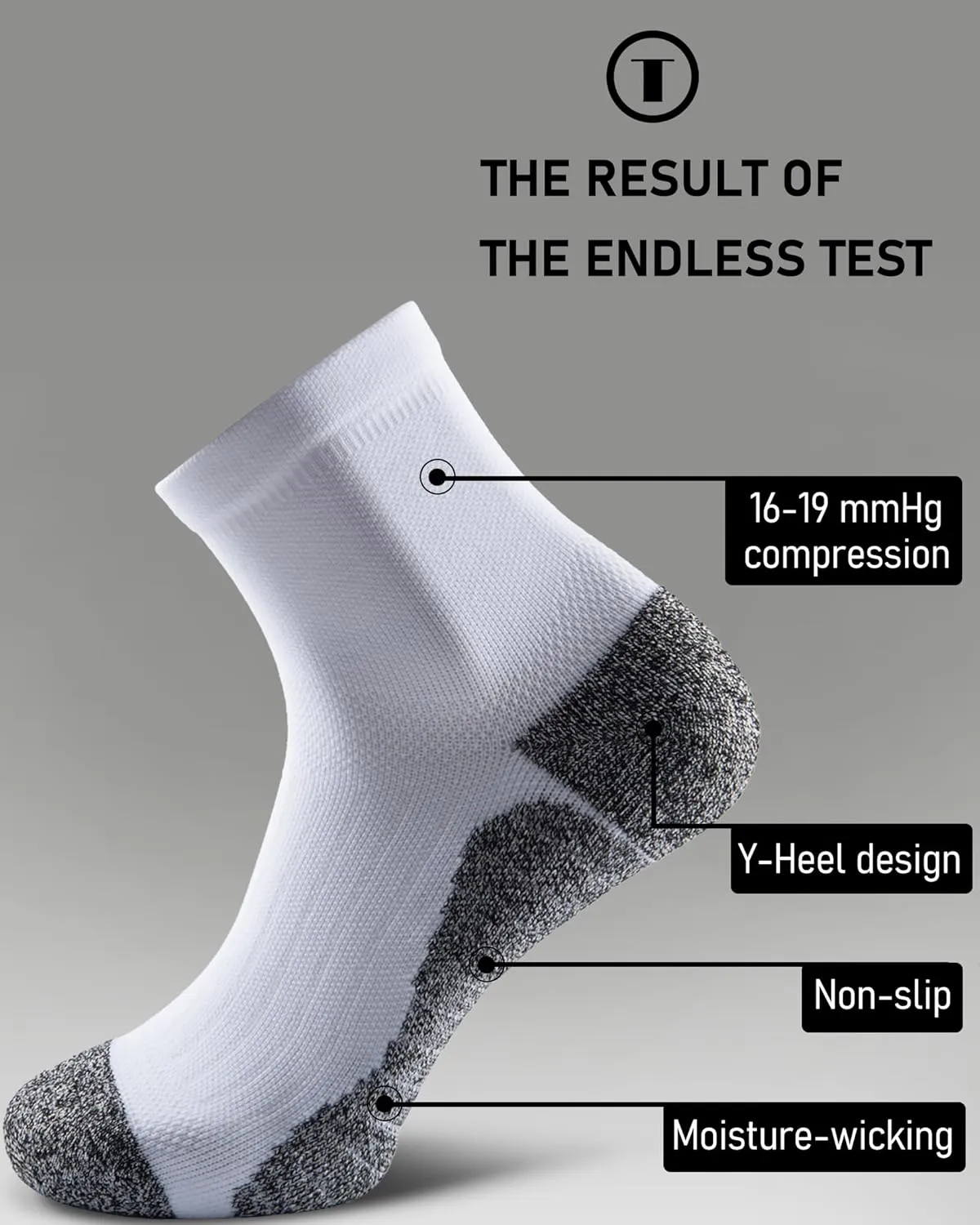 Quarter Compression Socks for Men Women, Cushioned Running Hiking Socks