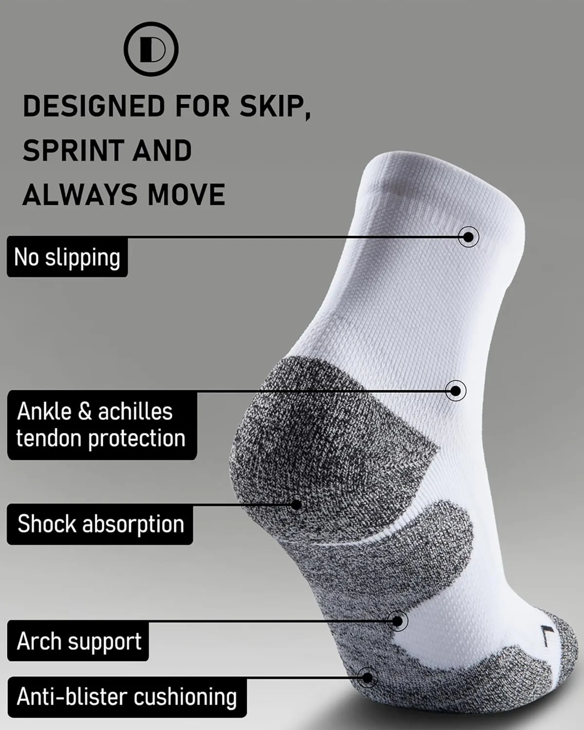 Quarter Compression Socks for Men Women, Cushioned Running Hiking Socks