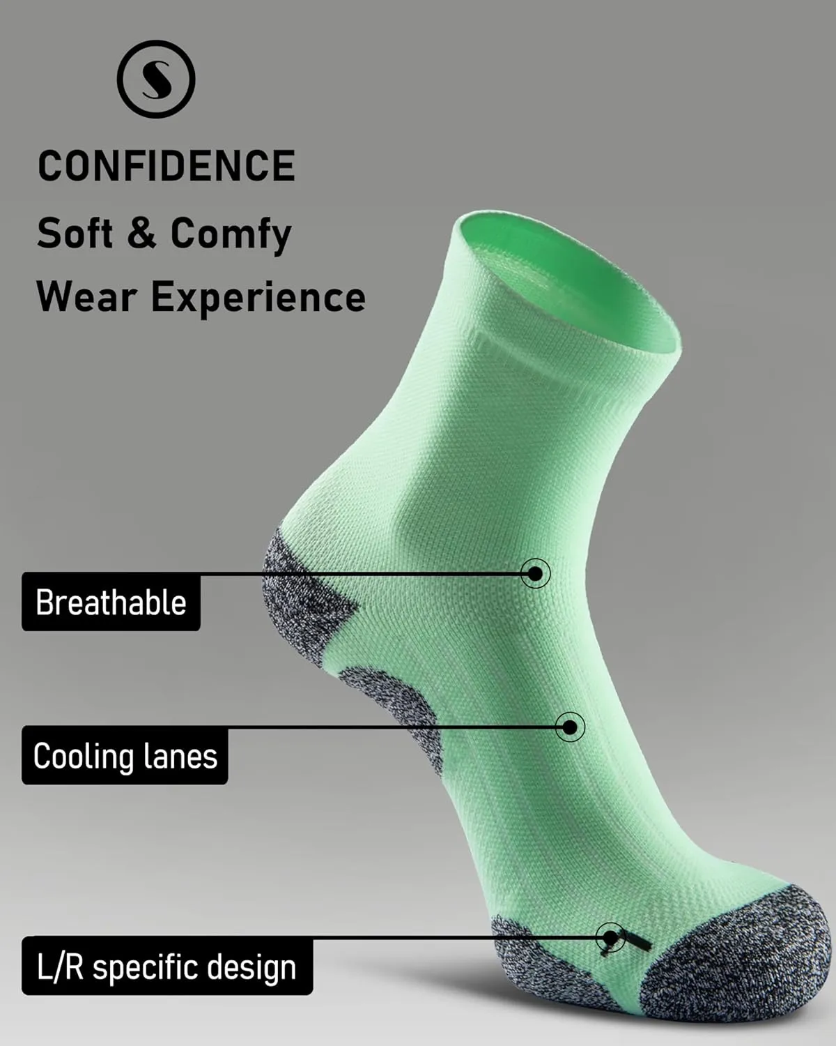 Quarter Compression Socks for Men Women, Cushioned Running Hiking Socks