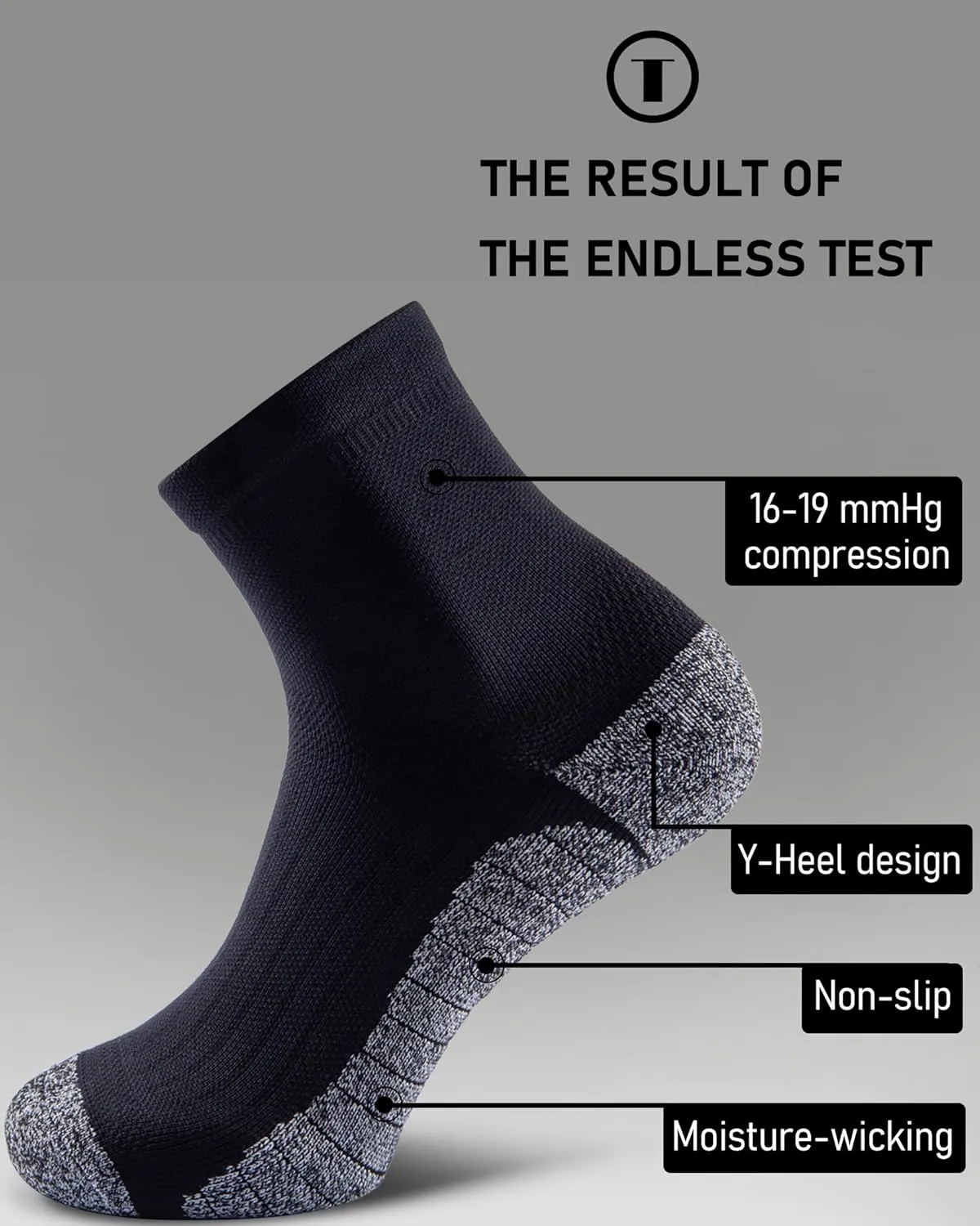 Quarter Compression Socks for Men Women, Cushioned Running Hiking Socks