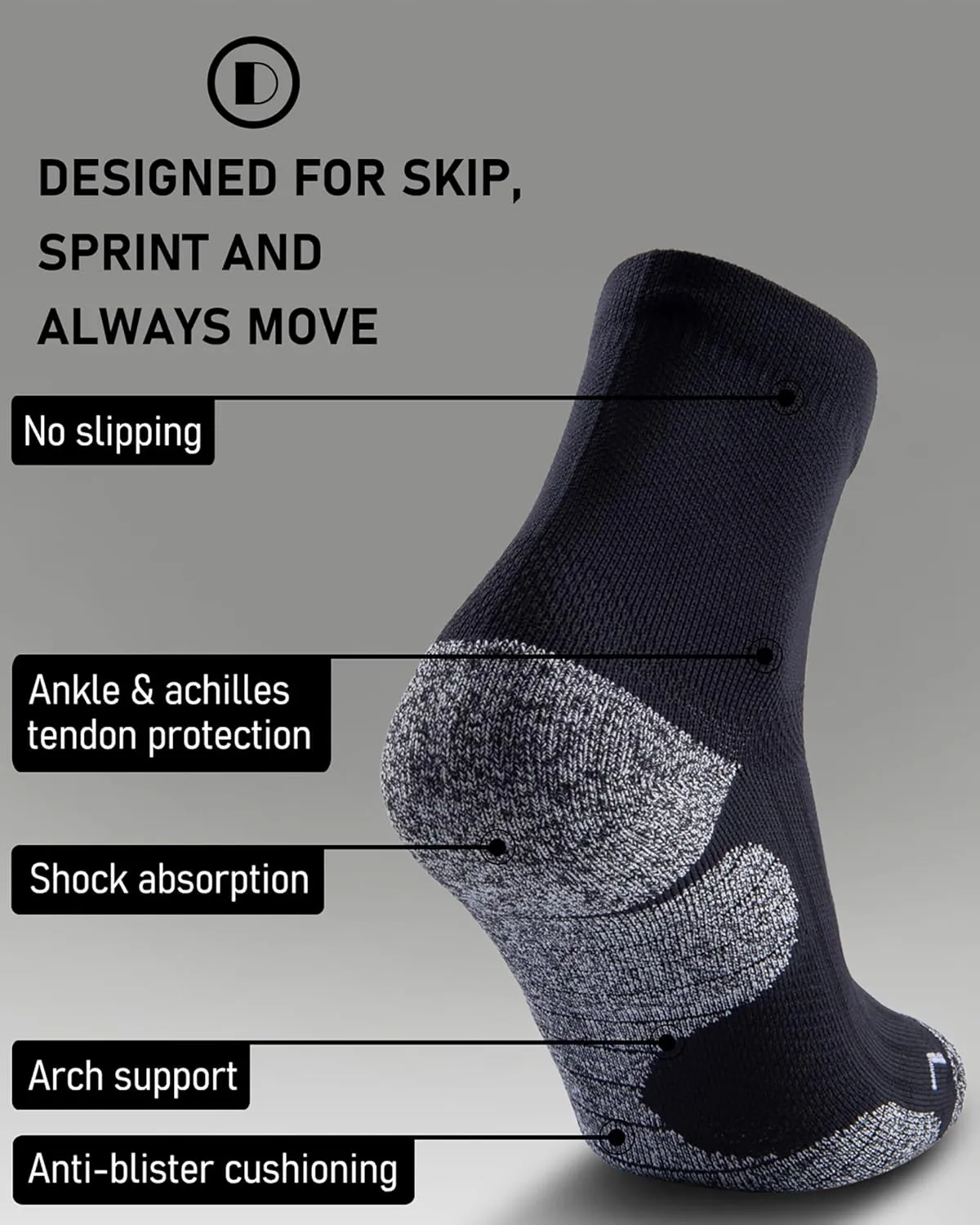Quarter Compression Socks for Men Women, Cushioned Running Hiking Socks