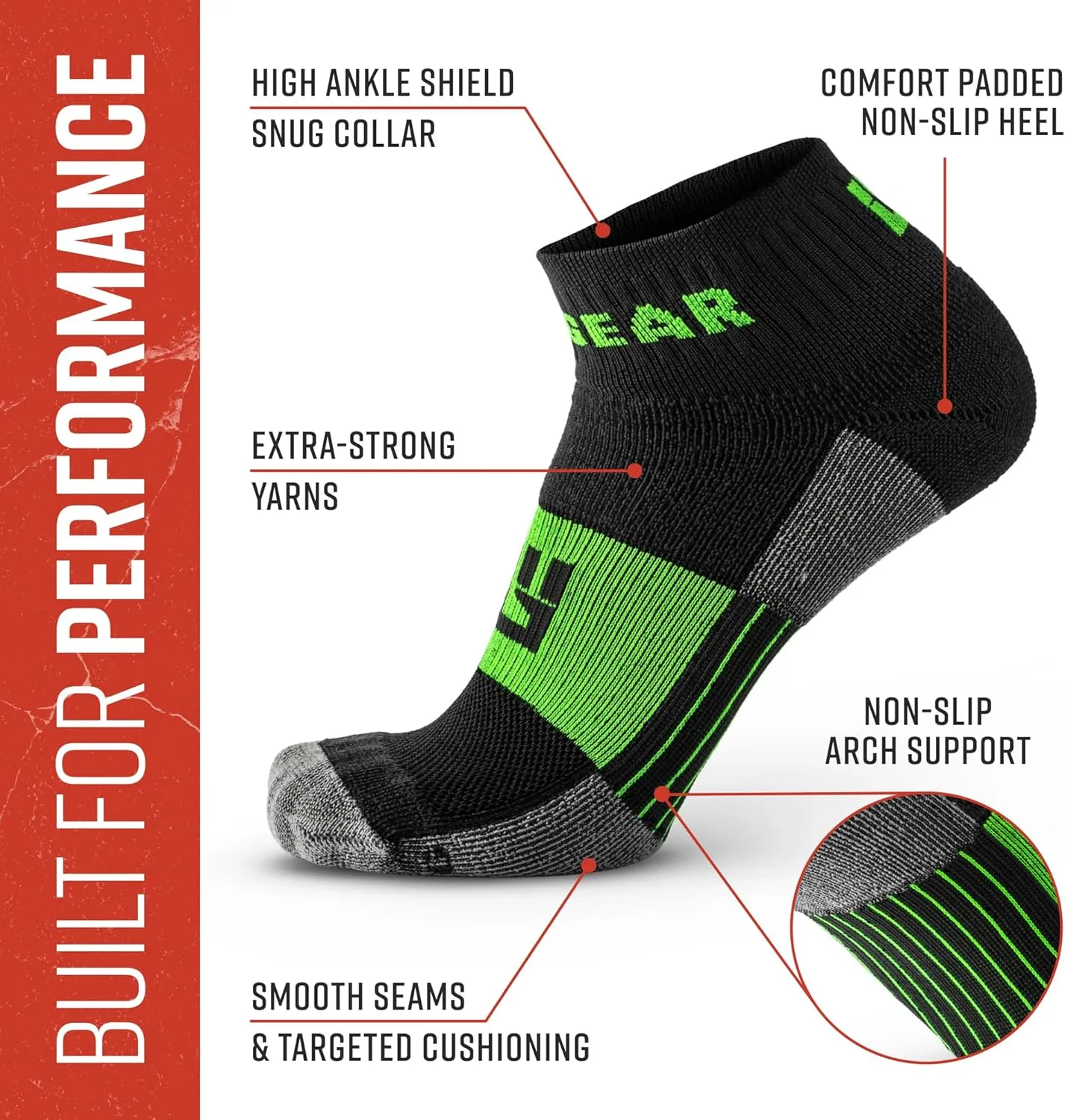 Quarter Crew Trail Socks, Blister-Resistant, Sweat-Resistant & Quick-Drying, Cushioned Footbed, Made in USA, 2-Pack
