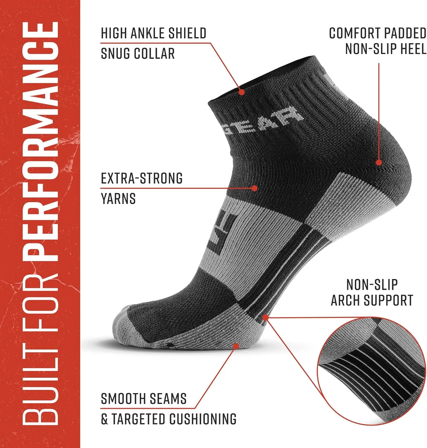 Quarter Crew Trail Socks, Blister-Resistant, Sweat-Resistant & Quick-Drying, Cushioned Footbed, Made in USA, 2-Pack