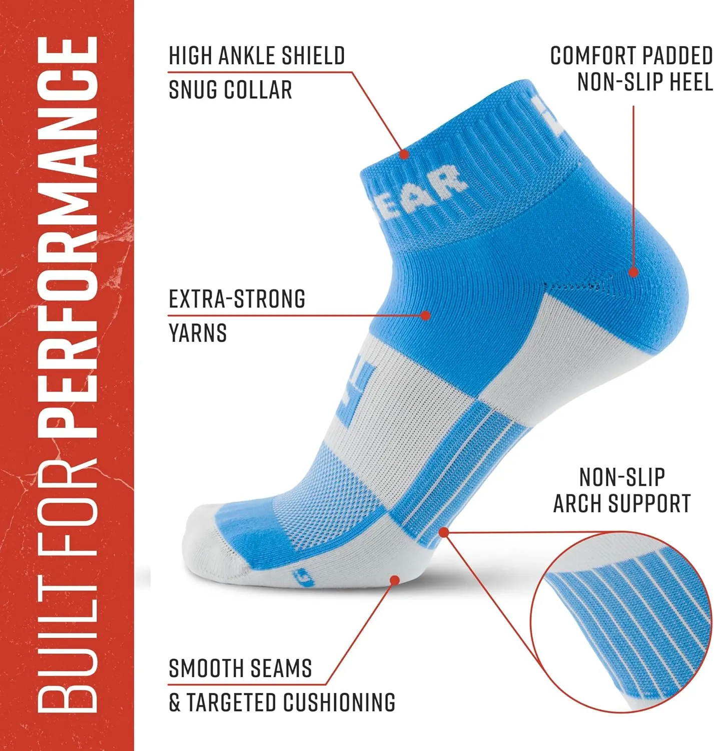 Quarter Crew Trail Socks, Blister-Resistant, Sweat-Resistant & Quick-Drying, Cushioned Footbed, Made in USA, 2-Pack