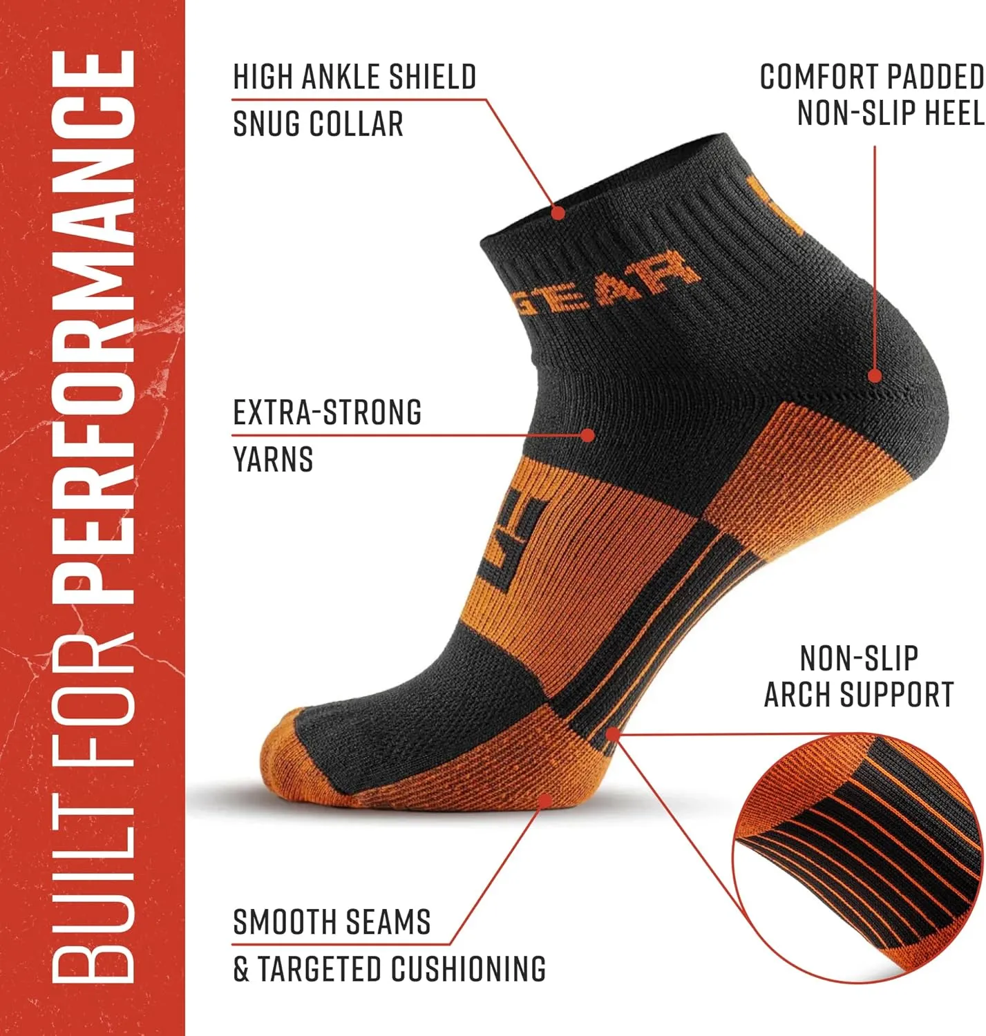 Quarter Crew Trail Socks, Blister-Resistant, Sweat-Resistant & Quick-Drying, Cushioned Footbed, Made in USA, 2-Pack
