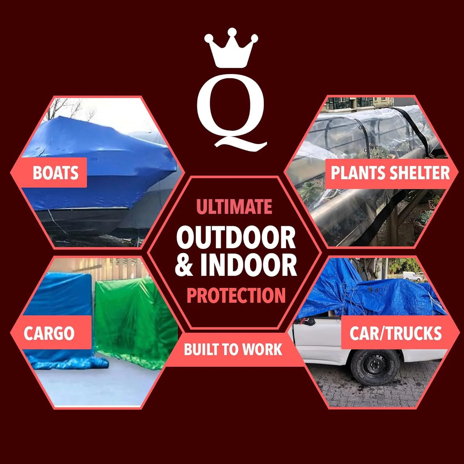 QUEEN OF TARPS | 10x12 Super Heavy Duty Tarp Waterproof, 200 GSM is 20 MIL, UV/Tear Resistant Tarp, Camping, Outdoor Furniture, Car, Tents, Painting, Firewood Protection | 10x12, Super Duty