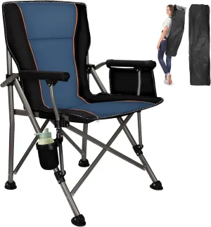 QUYUAN Camping Chair for Adult, Heavy Duty Folding Chair for 500lbs, Comfortable Lawn Chairs with Fully Padded, Compact Camp Chairs for Outdoor Sports, Fishing, Concerts, Beach (Without Heated)