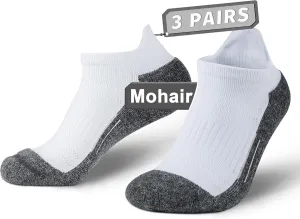 Rahhint Mohair Wool Hiking Ankle Socks Thick Cushion Anti Blister Moisture Wicking Compression Arch Support Outdoor 3 Pairs