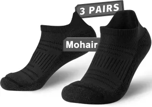 Rahhint Mohair Wool Hiking Ankle Socks Thick Cushion Anti Blister Moisture Wicking Compression Arch Support Outdoor 3 Pairs