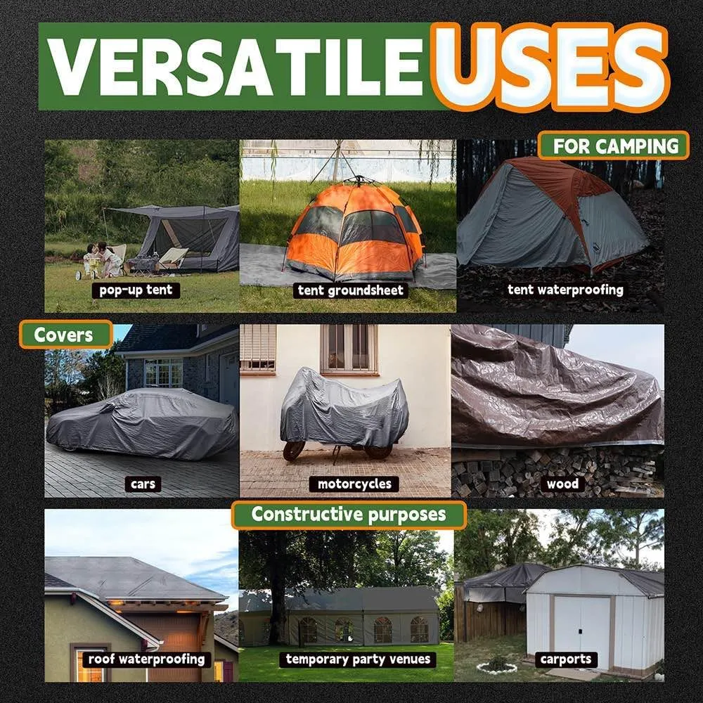 RAINDEWAY Large Tarps 30x100 Feet, 5.5 Mil - Multipurpose Waterproof Poly Tarp Cover with Metal Grommets and Reinforced Edges, Silver/Blue Tarp