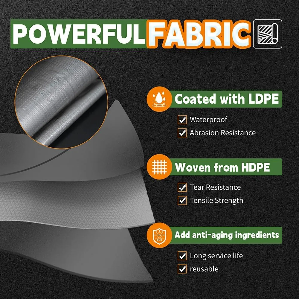 RAINDEWAY Tarps Heavy Duty Waterproof 10x14 Feet, 10Mil Multipurpose Poly Tarp Cover with Metal Grommets and Reinforced Edges, Silver/Brown Tarp by RAINDEWAY