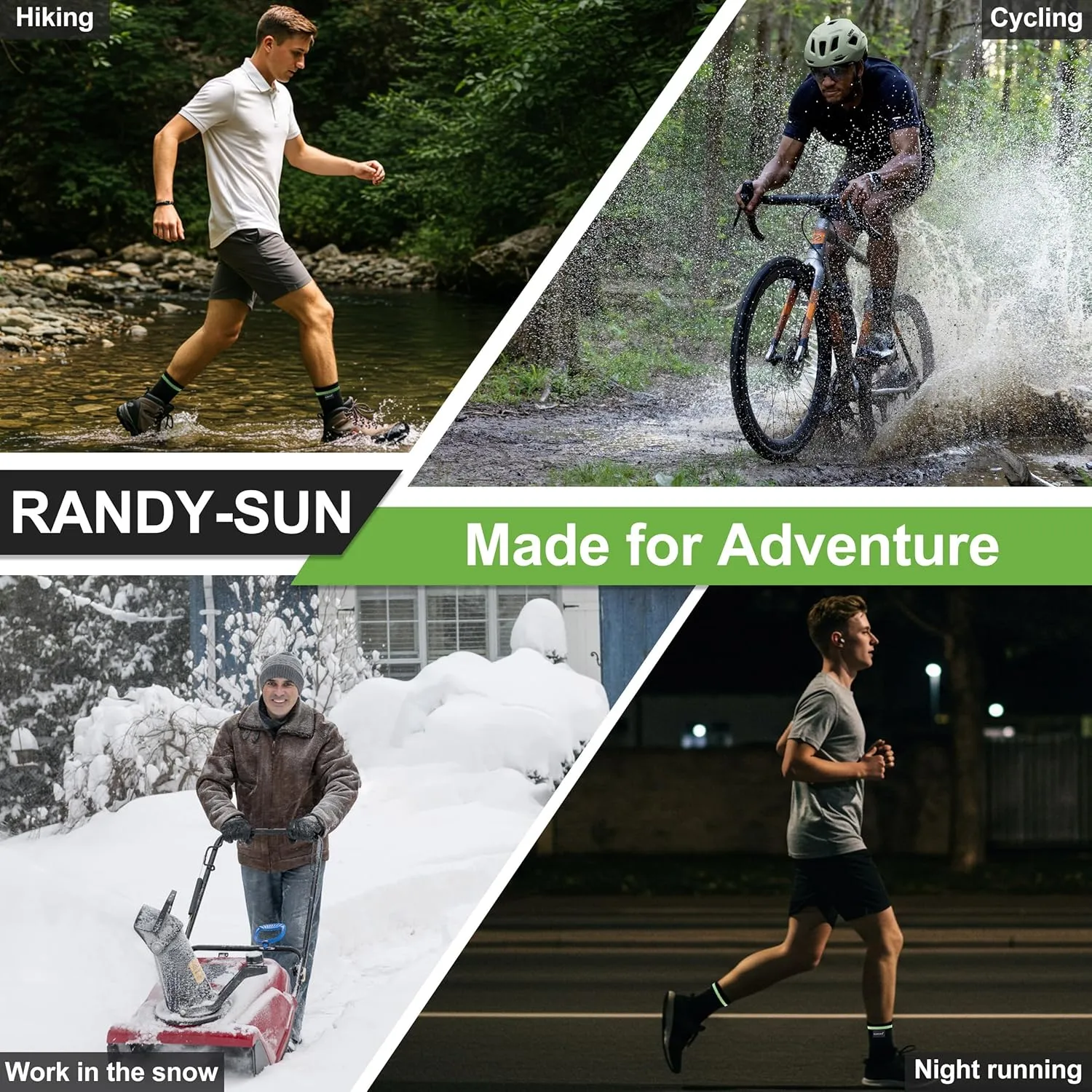 RANDY SUN Merino Wool Hiking Waterproof Socks, Unisex Breathable Multisport Crew Socks 1 Pair