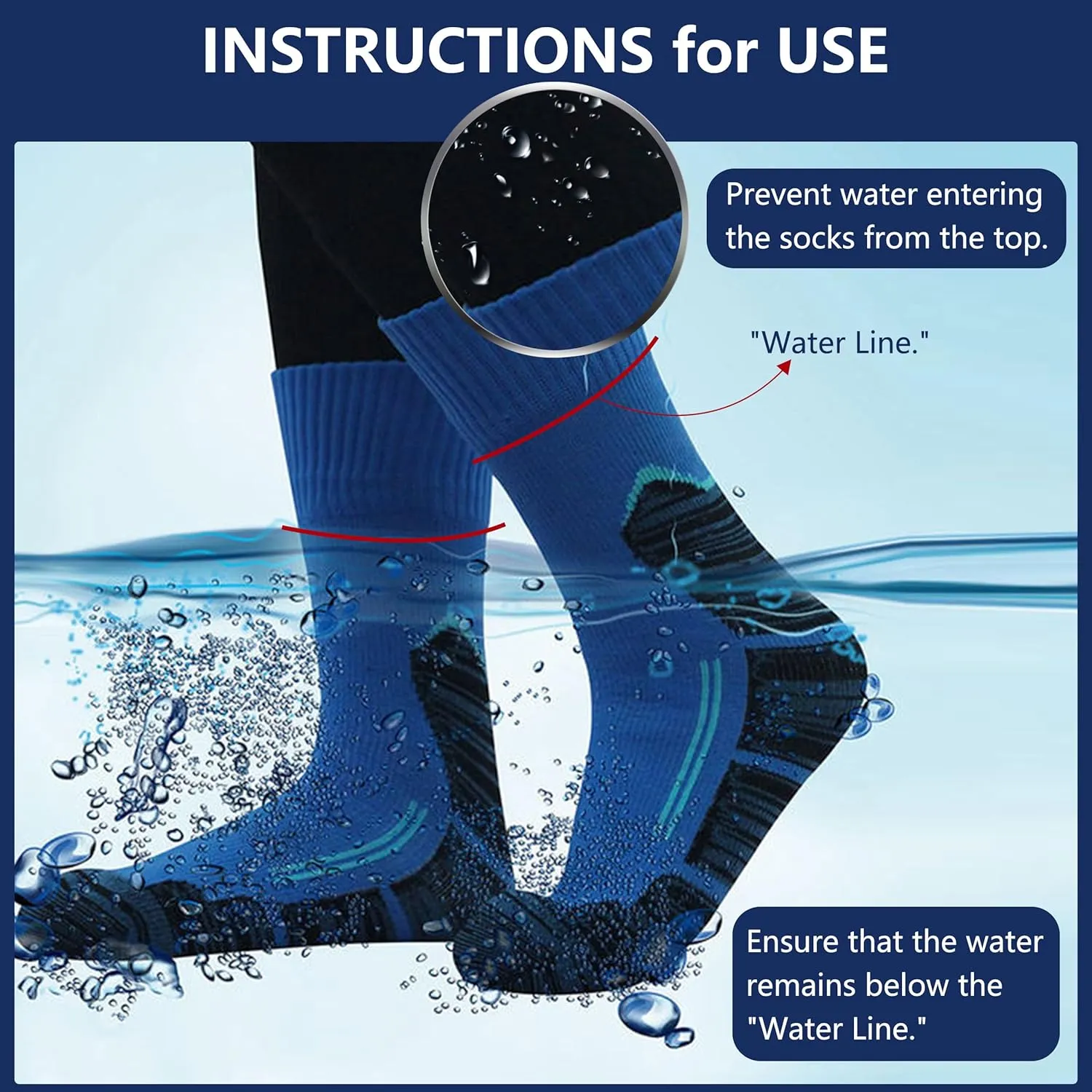 RANDY SUN Waterproof Breathable Socks, [SGS Certified] Unisex Novelty Skiing Trekking Hiking Wading Trail Socks