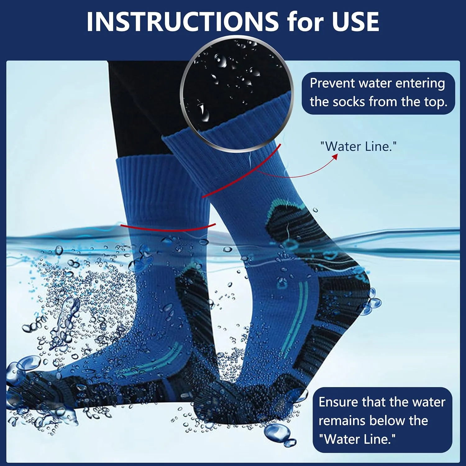 RANDY SUN Waterproof Breathable Socks, [SGS Certified] Unisex Novelty Skiing Trekking Hiking Wading Trail Socks