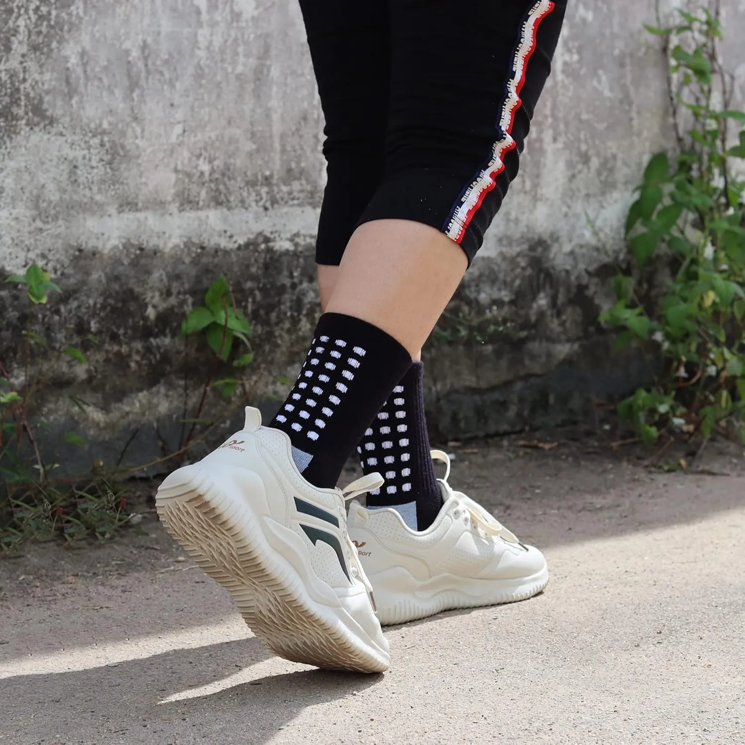 RATIVE Anti Slip Non Skid Ankle and Crew Socks with Grippers for Men Women